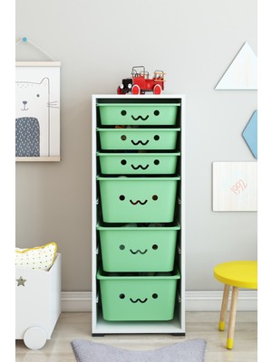 Dekozum Kids 6 Sepetli Oyuncak Dolabı Oyuncak Box Oyuncak Saklama Kutusu
