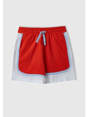 United Colors Of Benetton Nar Çiçeği Erkek Ej_beli Büzgülü Arkası Logo Işlemeli Renk Bloklu Bermuda Şort Model Kodu: ( 3MI5C902R1G9)