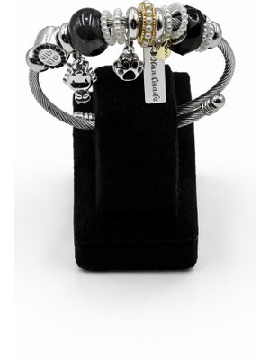 Pangu Pati Detaylı Gümüş Renk Çelik Charm Bileklik