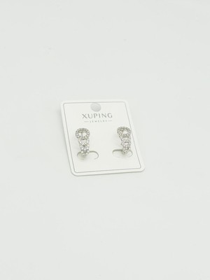 Miruva Xuping Minimal Gümüş Geometrik Desen Zirkon Taşlı Kadın Küpe