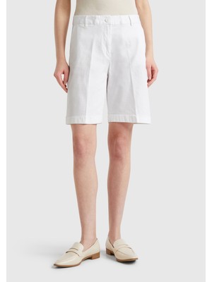 United Colors Of Benetton Beyaz Kadın / Kız Kdn_pamuk Karışımlı Önü Düğmeli Regular Fit Bermuda Şort Model Kodu: ( 4CDRD901W101)