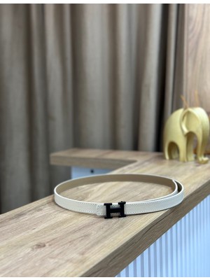 Erdesign Kadın Krem Siyah Tokalı Kemer Kadın Kemer Ceket Kemeri Etek Kemeri Pantolon Kemeri