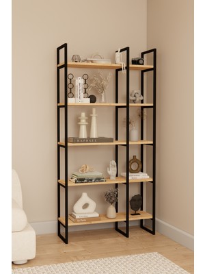 Solto Home OB5-14 Dekoratif Metal Kitaplık | 180 cm Çok Amaçlı Raf Stant | Modern Tasarım Dayanıklı Mobilya Kitaplık