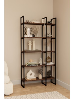 Solto Home OB5-12 Dekoratif Metal Kitaplık | 180 cm Çok Amaçlı Raf Stant | Modern Tasarım Dayanıklı Mobilya Kitaplık