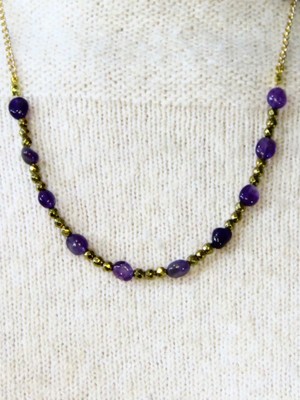 Esha Doğal Taş Ametist Hematit Doğal Taşlı Kadın Doğal Taş Kolye EUK52AMT1