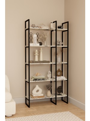 Solto Home OB5-15 Dekoratif Metal Kitaplık | 180 cm Çok Amaçlı Raf Stant | Modern Tasarım Dayanıklı Mobilya Kitaplık