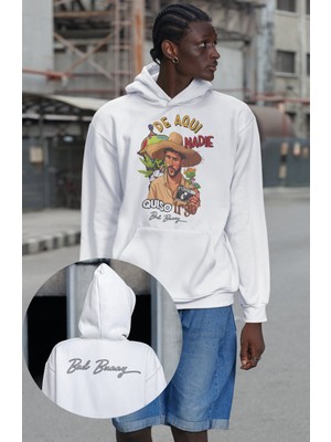 Fuddy Moda Unisex Bad Bunny De Aqui Nadie Ense Baskılı Kapüşonlu Sweatshirt, Oversize Rapper Temalı Hoodie