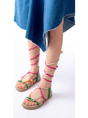 Arda Kadın Multi Renk Bilekten Bağlamalı Sandalet A1001  Günlük Yazlık Sandalet