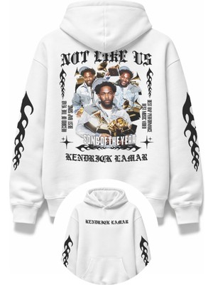 Fuddy Moda Unisex Oversize Song Of The Year Kendrick Lamar Kol Sırt Baskılı Kapüşonlu Sweatshirt
