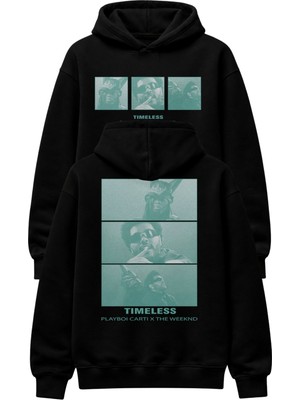 Fuddy Moda Unisex Timeless The Weeknd Sırt Baskılı Kapüşonlu Sweatshirt, Oversize Rapper Temalı Hoodie