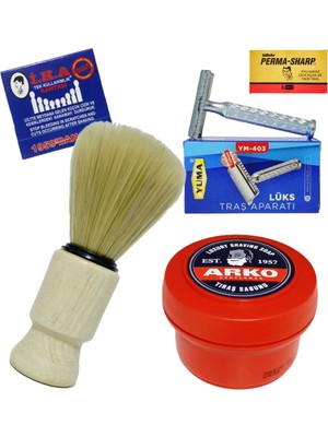 Atamanstore Yuma Tıraş Makinesi, Arko Kase Tıraş Sabunu, Ahşap Tıraş Fırçası, Kibrit Kantaşı, Tıraş Seti