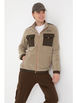 U.S. Polo Assn. Erkek Regular Fit Açık Haki Fermuarlı Örme Hırka 50309979-VR183