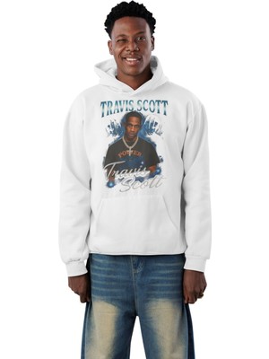 Fuddy Moda Unisex Travis Scott Power Kapüşonlu Sweatshirt, Oversize Rap Müzik Baskılı Hoodie