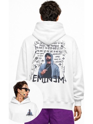 Fuddy Moda Unisex Lose Your Self Sözleri Sırt Baskılı Kapüşonlu Sweatshirt, Oversize Eminem Rap Temalı Hoodie