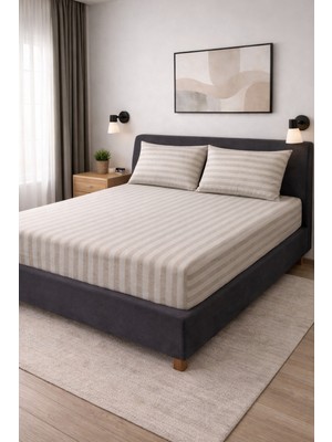 Karosse Tekstil Çift Kişilik Baddal Boy Yollu Saten Lastikli Çarşaf + Yastık Kılıfı