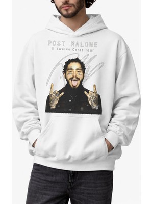 Fuddy Moda Unisex Post Malone Baskılı Kapüşonlu Sweatshirt, Oversize Rapper Temalı Hoodie