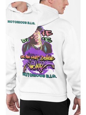 Fuddy Moda Unisex The Notorious B.ı.g. Sırt Baskılı Kapüşonlu Sweatshirt, Oversize Rap Müzik Temalı Hoodie