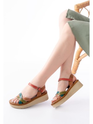 Arda A730-037 Multi Renkli Hakiki Deri Ortopedik Taban Kadın Sandalet