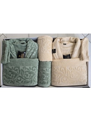 Aras Home Collection 10 Parça Gelin Damat Aile Bornoz Seti %100 Pamuk Kadife Nakışlı Çeyiz Seti  Oversize  Bornoz Takımı