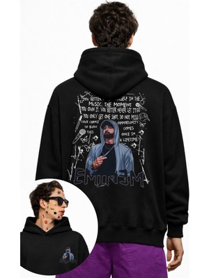 Fuddy Moda Unisex Lose Your Self Sözleri Sırt Baskılı Kapüşonlu Sweatshirt, Oversize Eminem Rap Temalı Hoodie