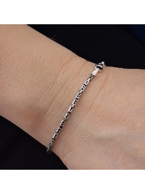 Bir Gümüş Aşkı 925 Ayar Gümüş Yuvarlak Kral Erkek Bileklik 2mm