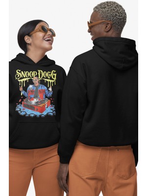 Fuddy Moda Unisex Snoop Dogg Baskılı Kapüşonlu Sweatshirt, Oversize Rapper Temalı Hoodie