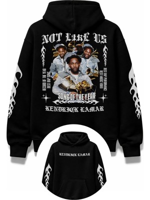 Fuddy Moda Unisex Oversize Song Of The Year Kendrick Lamar Kol Sırt Baskılı Kapüşonlu Sweatshirt