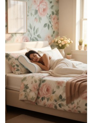 Mona Yatak Ortopedik Çift Boyun Destekli Ergonomik Visco Yastık Memory Foam  60X40X14/12 cm