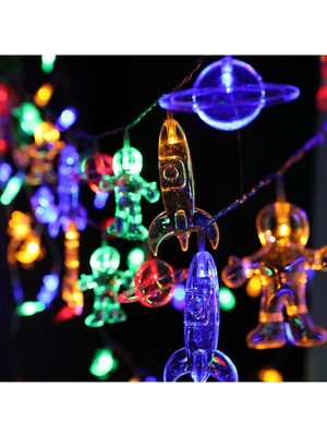 Özbience Renkli Çocuk Odası Uzay Temalı LED Işık Zinciri, Mars Astronot Süsleme