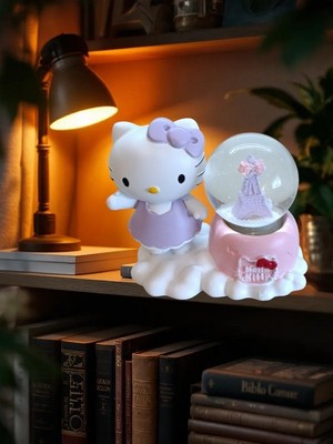 Ayder Online Satış Hello Kitty Figürlü 9CMX8CM Ebat Pilli Işıklı Dekoratif Kar Küre