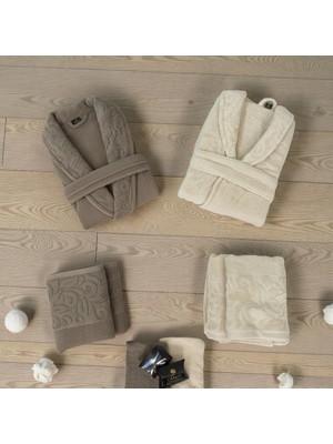 Aras Home Collection 10 Parça Gelin Damat Aile Bornoz Seti %100 Pamuk Kadife Nakışlı Çeyiz Seti  Oversize  Bornoz Takımı