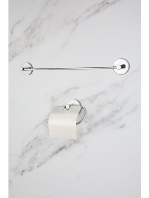 Özbience Krom Uzun Havluluk ve Tuvalet Peçeteliği Seti, Şık ve Fonksiyonel Tasarım