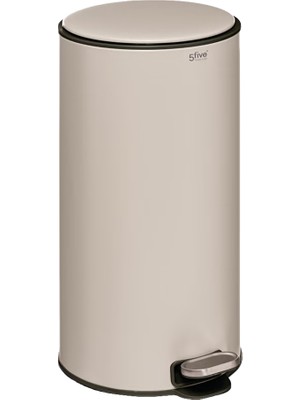 5Five Delta 30 L Pedallı Çöp Kovası Kil Beyazı | Yavaş Kapanma, Aktif Karbon Filtre, 39×33×62 cm ,Kolay Temizlik Çıkarılabilir Yıkanabilir İç Sepet