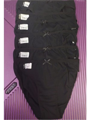 Tutku Kadın Siyah Ince Bel Düz Bikini Külot 6 Adet-Siyah-M/l