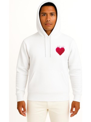 Bahriyeli Collection Kapüşonlu Çoklu Kalp Cep Baskılı Unisex Sweatshirt