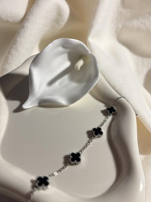 Ezgiarslanatalier Çelik Siyah Yonca Bileklik