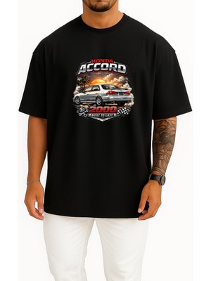 Bahriyeli Collection Oversize Honda Accord 2000 Model Göğüs Baskılı Unisex T-Shirt