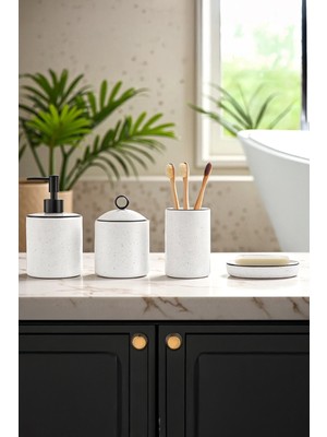 Özbience Şık Siyah Seramik Banyo Aksesuar Seti 4 Parça