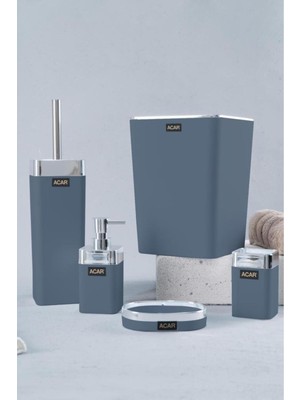 Özbience Şık Aria 5 Parça Akrilik Banyo Seti Gri, Modern ve Kullanışlı Tasarım