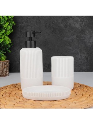 Özbience Modern 3'lü Polyresin Banyo Sıvı Sabunluk Seti, Şıklık ve Kullanım Kolaylığı