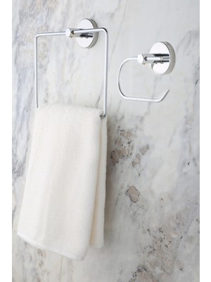 Özbience Krom Kare Havluluk ve Tuvalet Kağıtlığı 2'li Set, Şık ve Fonksiyonel