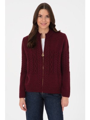 U.S. Polo Assn. Kadın Plum Hırka (Triko) %82 Akrilik Kolsuz Düz Yaka Günlük Kullanım İçin  50314669-VR177