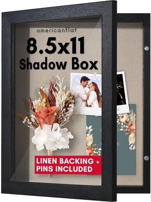 Gfc Life Store Açılış 8,5 x 11 Gölge Kutusu Çerçeve Siyah Ahşap Kapı - Gölge Kutusu Vitrini Kırılmaya Dayanıklı Cam ve Duvar ve Masa Üstü Ekran Için Asma Donanımı