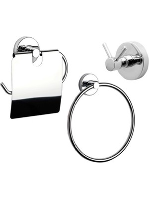 Özbience Modern Krom Banyo Aksesuar Seti: Kağıtlık, Askılık ve Havluluk