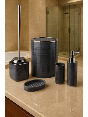 Özbience Şık Mermer Desenli Banyo Seti, Pratik ve Estetik Wc Takımı