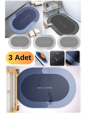 Özbience 3’lü Yumuşak Silikon Yosun Su Emici Banyo Zemin Paspası