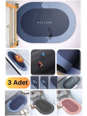 Özbience 3'lü Profesyonel Su Emici Köpük Ayak Paspası Seti, Banyo ve Jakuzi Için