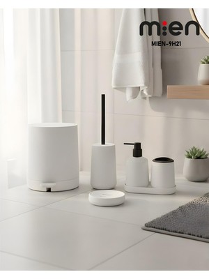 Özbience Şık Yuvarlak Beyaz 5 Parça Banyo Seti, Modern ve Fonksiyonel Tasarım