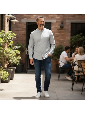 Eren Style Klasik %100 Cotton Uzun Kollu Hakim Yaka Gömlek (Regular Kalıp)