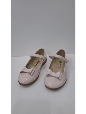 Aktaş Ortopedi Kız Çocuk Papyon Fiyonklu Pudra Rugan Ortopedik Abiye Babet Ayakkabı